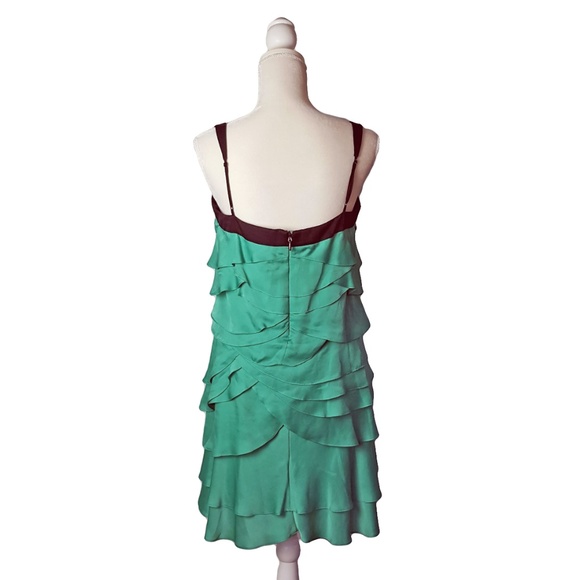 BCBGMaxAzria Womens Layered Ruffle Dress Green - Picture 4 of 8